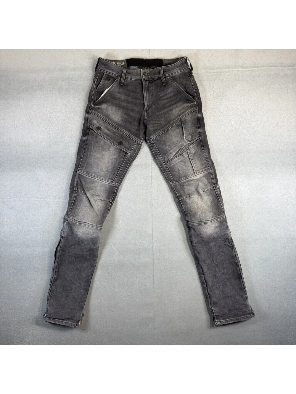G Star Raw Airblaze 3D Skinny Jeans Mens 28x32 Gray Cargo Denim Utility Stretch